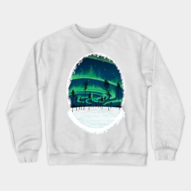 Northern lights sky in winter wonderland Crewneck Sweatshirt by Aurealis